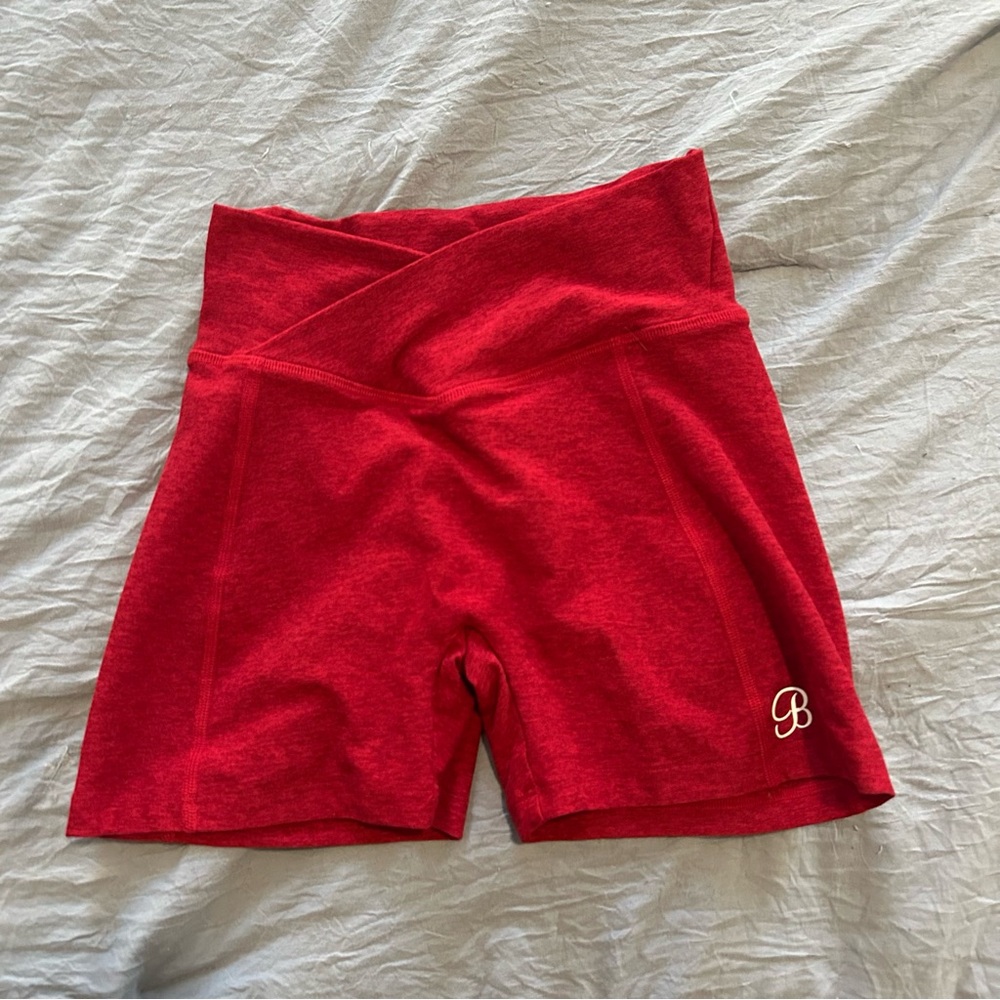 Bombshell Sportswear Tiny Waist Shorts in Red | Medium